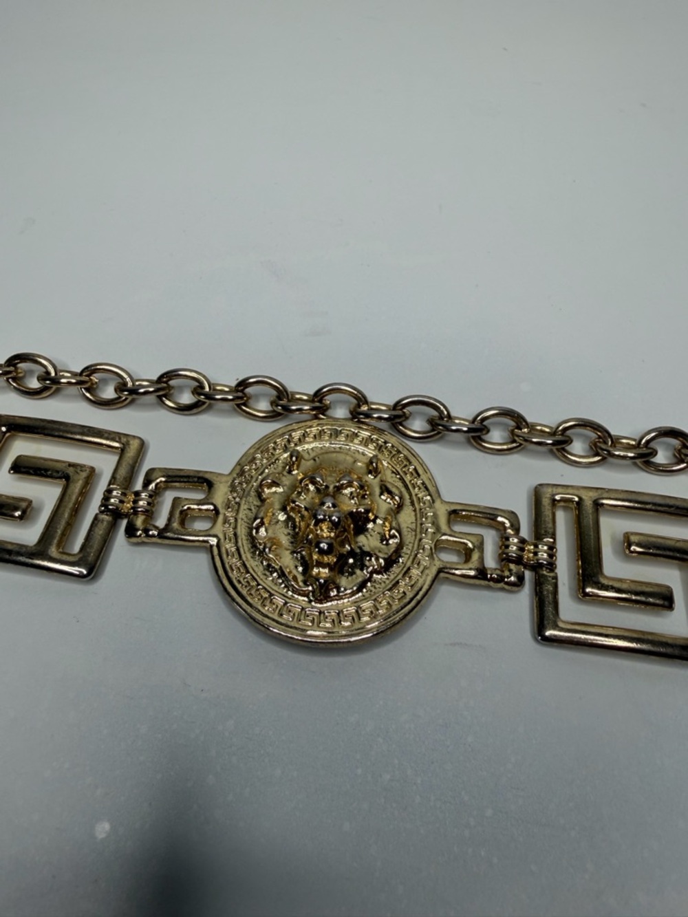 EUC Vintage Gold Medallion Statement Belt with Lion Motif Versace Style